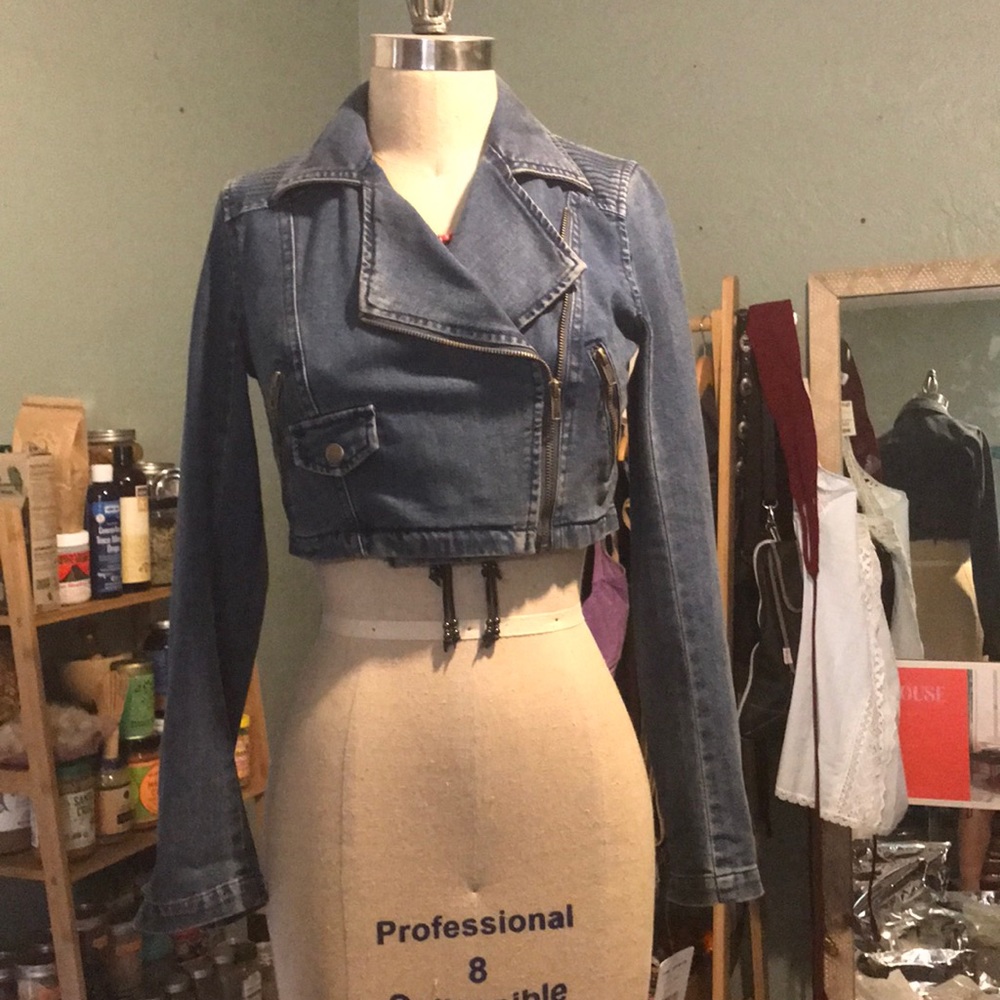 Free people cropped denim jacket